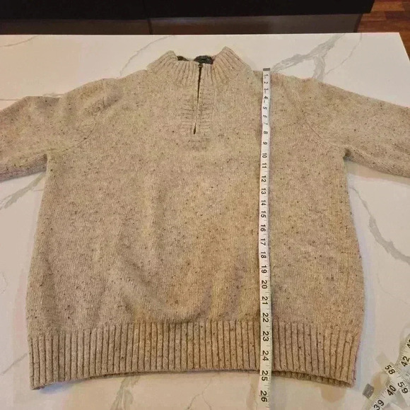 Lands End Womens Wool 1/4 Zip Long Sleeve Pullover Knit Sweater Tan Size Large - Picture 6 of 8